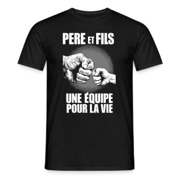 Fête des Pères - Père et Fils Équipe pour la Vie - T-shirt homme - noir - Devant - AI Model Male 178 light (178cm)