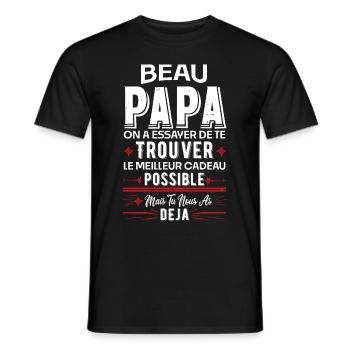 Cadeau Fête des Pères - Humour Beau-Père et Papa - T-shirt homme - noir - Devant - AI Model Male 178 light (178cm)