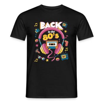 Années 80 - Vintage Rétro Cassette - Idée Cadeau - T-shirt homme - noir - Devant - AI Model Male 178 light (178cm)