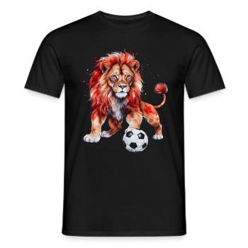 Lion Football Colorful Turkey Animal Design Print - Men's T-Shirt - black - Front - AI Model Male 178 light (178cm)