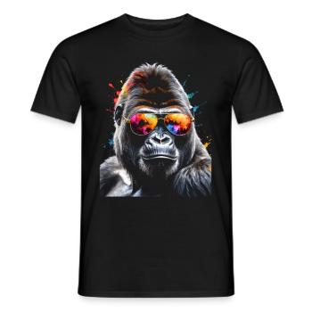 Lunettes de soleil Gorilla Monkey Colorful Animal Design Print - T-shirt homme - noir - Devant - AI Model Male 178 light (178cm)