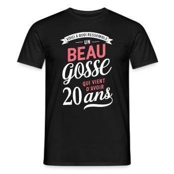 A handsome 20 year old funny birthday gift - Men's T-Shirt - black - Front - AI Model Male 178 light (178cm)
