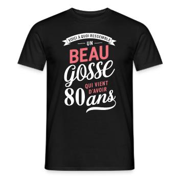 A handsome 80 year old funny birthday gift - Men's T-Shirt - black - Front - AI Model Male 178 light (178cm)