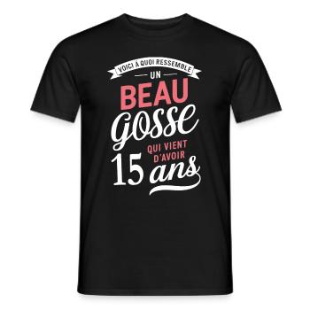 Un Beau Gosse De 15 Ans Cadeau Anniversaire Drôle - T-shirt homme - noir - Devant - AI Model Male 178 light (178cm)