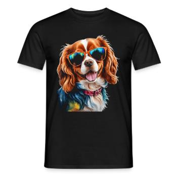 Lunettes de soleil Cavalier King Charles Spaniel Chien - T-shirt homme - noir - Devant - AI Model Male 178 light (178cm)