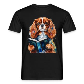 Cavalier King Charles Spaniel Lecture Livre Chien - T-shirt homme - noir - Devant - AI Model Male 178 light (178cm)
