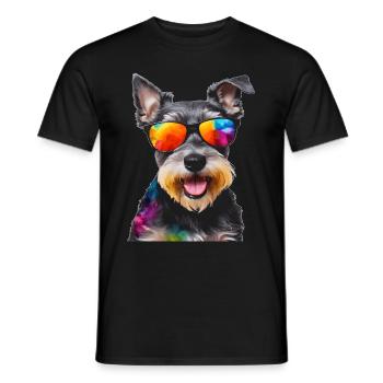 Zwergschnauzer Sonnenbrille Hund Lustig Tier Print - Männer T-Shirt - Schwarz - Vorne - AI Model Male 178 light (178cm)
