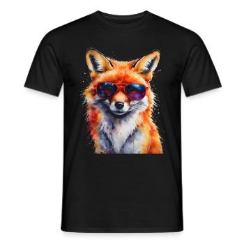 Fuchs Sonnenbrille Bunt Tier Design Print - Männer T-Shirt - Schwarz - Vorne - AI Model Male 178 light (178cm)