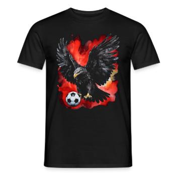 Eagle Football Colorful Albania Animal Design Print - Men's T-Shirt - black - Front - AI Model Male 178 light (178cm)