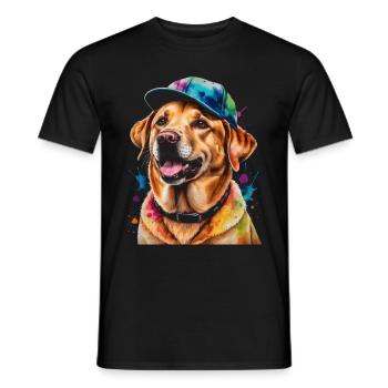 Labrador Retriever Snapback Cap Dog Design Print - T-shirt homme - noir - Devant - AI Model Male 178 light (178cm)