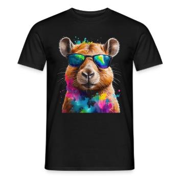 Lunettes de soleil Capybara Capy Colorful Animal Design Print - T-shirt homme - noir - Devant - AI Model Male 178 light (178cm)