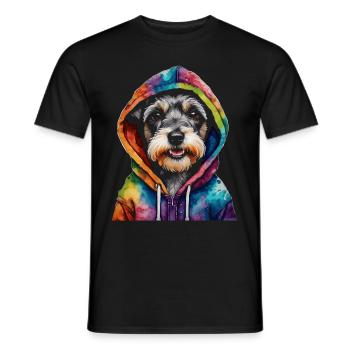 Zwergschnauzer Hoodie Hund Lustig Tier Print - Männer T-Shirt - Schwarz - Vorne - AI Model Male 178 light (178cm)