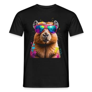 Lunettes de soleil Capybara Capy Colorful Animal Design Print - T-shirt homme - noir - Devant - AI Model Male 178 light (178cm)
