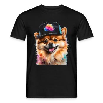 Loulou de Poméranie Casquette Snapback Chien Imprimé - T-shirt homme - noir - Devant - AI Model Male 178 light (178cm)