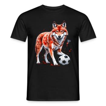 Wolf Football Colorful Serbia Srbija Animal Design Print - Men's T-Shirt - black - Front - AI Model Male 178 light (178cm)