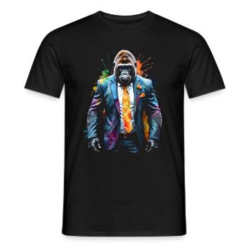 Costume de gorille singe Imprimé de conception d’animaux colorés - T-shirt homme - noir - Devant - AI Model Male 178 light (178cm)