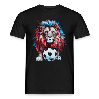 Lion Football Coloré République tchèque Animal Design Print - T-shirt homme - noir - Devant - AI Model Male 178 light (178cm)