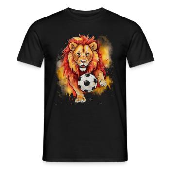 Lion Football Coloré Espagne Animal Design Imprimer - T-shirt homme - noir - Devant - AI Model Male 178 light (178cm)