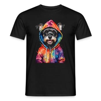 Zwergschnauzer Hoodie Hund Lustig Tier Print - Männer T-Shirt - Schwarz - Vorne - AI Model Male 178 light (178cm)