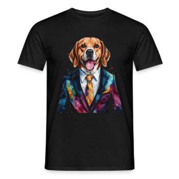 Beagle Anzug Hund Bunt Lustig Tier Design Print - Männer T-Shirt - Schwarz - Vorne - AI Model Male 178 light (178cm)