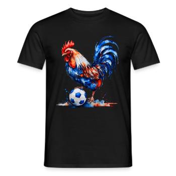 Hahn Fußball Bunt Frankreich Tier Design Print - Männer T-Shirt - Schwarz - Vorne - AI Model Male 178 light (178cm)