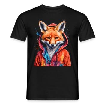 Fuchs Hoodie Bunt Lustig Tier Design Print - Männer T-Shirt - Schwarz - Vorne - AI Model Male 178 light (178cm)