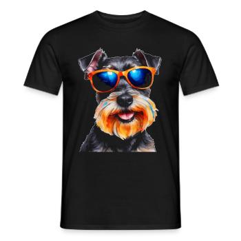 Zwergschnauzer Sonnenbrille Hund Lustig Tier Print - Männer T-Shirt - Schwarz - Vorne - AI Model Male 178 light (178cm)