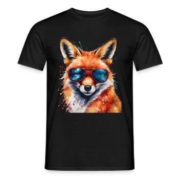 Fuchs Sonnenbrille Bunt Tier Design Print - Männer T-Shirt - Schwarz - Vorne - AI Model Male 178 light (178cm)