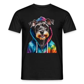 Zwergschnauzer Hoodie Hund Lustig Tier Print - Männer T-Shirt - Schwarz - Vorne - AI Model Male 178 light (178cm)