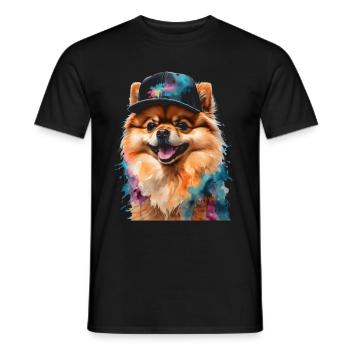 Loulou de Poméranie Casquette Snapback Chien Imprimé - T-shirt homme - noir - Devant - AI Model Male 178 light (178cm)
