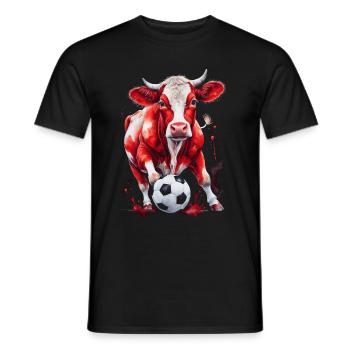 Vache Football Coloré Suisse Animal Design Imprimer - T-shirt homme - noir - Devant - AI Model Male 178 light (178cm)