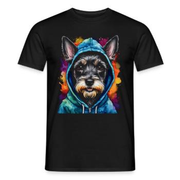 Zwergschnauzer Hoodie Hund Lustig Tier Print - Männer T-Shirt - Schwarz - Vorne - AI Model Male 178 light (178cm)