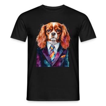 Cavalier King Charles Spaniel Costume Imprimé Chien - T-shirt homme - noir - Devant - AI Model Male 178 light (178cm)