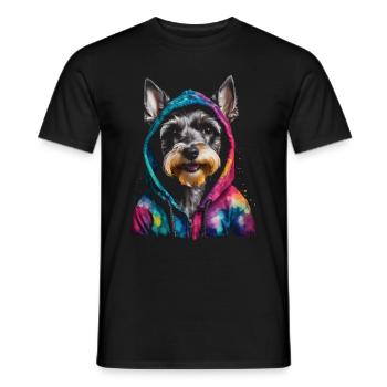 Zwergschnauzer Hoodie Hund Lustig Tier Print - Männer T-Shirt - Schwarz - Vorne - AI Model Male 178 light (178cm)