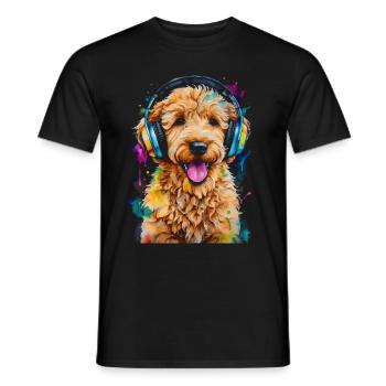 Goldendoodle Casque Chien Animal Design Imprimer - T-shirt homme - noir - Devant - AI Model Male 178 light (178cm)