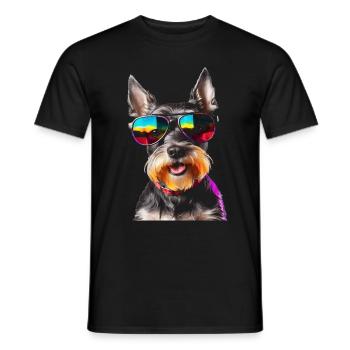 Zwergschnauzer Sonnenbrille Hund Lustig Tier Print - Männer T-Shirt - Schwarz - Vorne - AI Model Male 178 light (178cm)