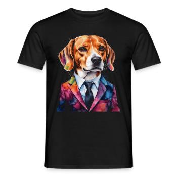 Beagle Anzug Hund Bunt Lustig Tier Design Print - Männer T-Shirt - Schwarz - Vorne - AI Model Male 178 light (178cm)