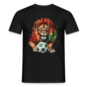 Lion Football Coloré Portugal Animal Design Print - T-shirt homme - noir - Devant - AI Model Male 178 light (178cm)
