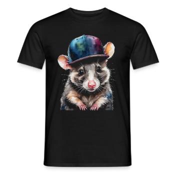 Opossum Snapback Cap Cool Tier Design Print - Men's T-Shirt - black - Front - AI Model Male 178 light (178cm)