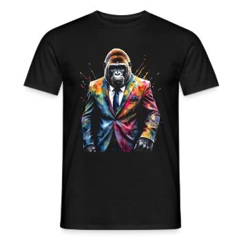 Gorilla Anzug Affe Bunt Tier Design Print - Männer T-Shirt - Schwarz - Vorne - AI Model Male 178 light (178cm)