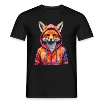 Fuchs Hoodie Bunt Lustig Tier Design Print - Männer T-Shirt - Schwarz - Vorne - AI Model Male 178 light (178cm)