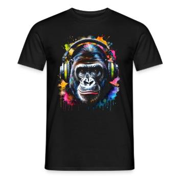 Casque Gorille Singe Coloré Animal Design Imprimer - T-shirt homme - noir - Devant - AI Model Male 178 light (178cm)