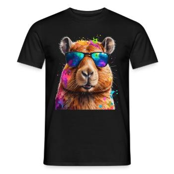 Lunettes de soleil Capybara Capy Colorful Animal Design Print - T-shirt homme - noir - Devant - AI Model Male 178 light (178cm)
