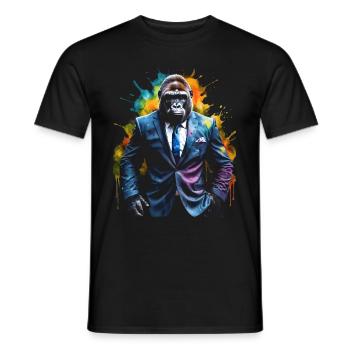 Gorilla Anzug Affe Bunt Tier Design Print - Männer T-Shirt - Schwarz - Vorne - AI Model Male 178 light (178cm)