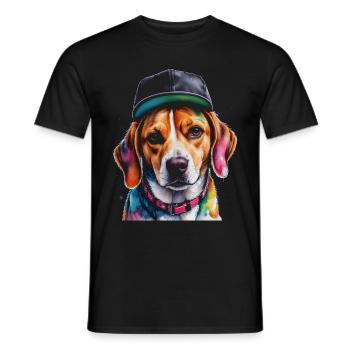 Beagle Snapback Cap Dog Funny Animal Design Print - Men's T-Shirt - black - Front - AI Model Male 178 light (178cm)