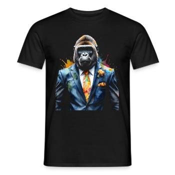 Gorilla Anzug Affe Bunt Tier Design Print - Männer T-Shirt - Schwarz - Vorne - AI Model Male 178 light (178cm)