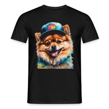 Casquette Snapback Poméranienne Poméranie Imprimé Chien - T-shirt homme - noir - Devant - AI Model Male 178 light (178cm)