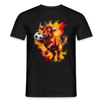 Bull Football Colorful Spain Animal Design Print - Men's T-Shirt - black - Front - AI Model Male 178 light (178cm)