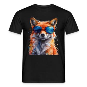 Fuchs Sonnenbrille Bunt Tier Design Print - Männer T-Shirt - Schwarz - Vorne - AI Model Male 178 light (178cm)
