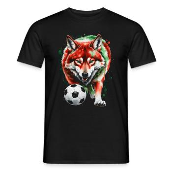 Wolf Football Colorful Italy Animal Design Print - Men's T-Shirt - black - Front - AI Model Male 178 light (178cm)